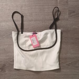 Edikted White Black Crop Top Size Small
